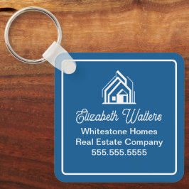 Blue Real Estate Company Personalized Realtor Sleutelhanger