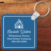 Blue Real Estate Company Personalized Realtor Sleutelhanger (Achterkant)