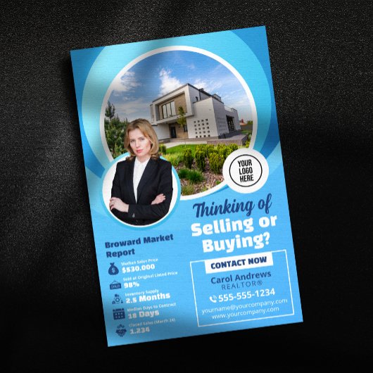 Blue Real Estate Market Report makelaar & makelaar Flyer
