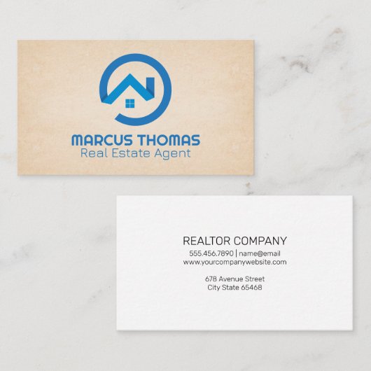 Blue Realtor Logo | Vastgoed Afsprakenkaartje (Voorkant / Achterkant)