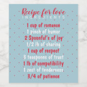 Blue Recipe for love ingredients valentines Wijn Etiket (Enkel label)