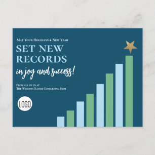 Blue Records voor Christmas Business logo Feestdagenkaart