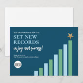 Blue Records voor Christmas Business logo Feestdagenkaart (Voorkant / Achterkant)