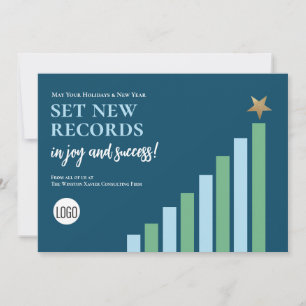 Blue Records voor Christmas Business logo Feestdagenkaart