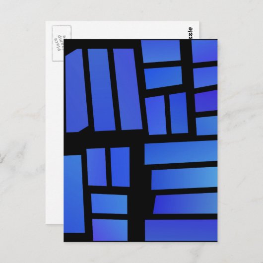 Blue Rectangular Tiles on a Black background Briefkaart (Voorkant / Achterkant)