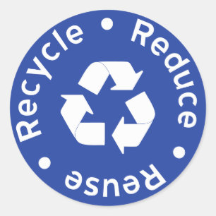 Blue Recycling Symbol Sticker