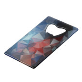 Blue Red Abstract Pyramid Patroon Creditkaart Flessenopener (Voorkant Gekanteld)