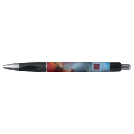 Blue Red Abstract Waves Monogram Pen (Voorkant)
