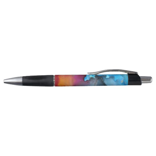 Blue Red Abstract Waves Monogram Pen (Bovenkant)