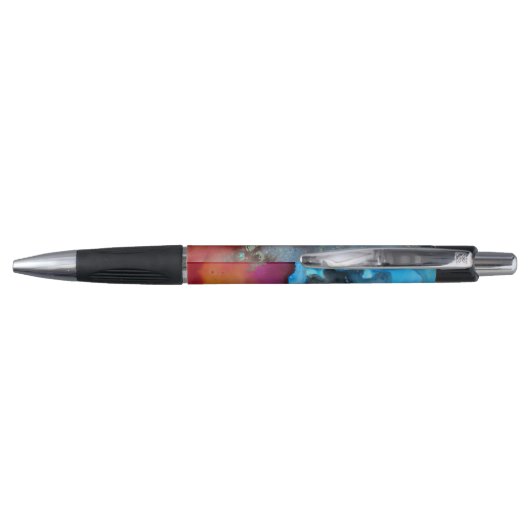 Blue Red Abstract Waves Monogram Pen (Achterkant)