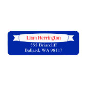Blue & Red Address Label with Banner (Voorkant)