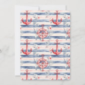 Blue Red Anchors Floral Stripes Beach Birthday Kaart (Achterkant)