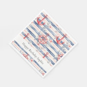 Blue Red Anchors Floral Stripes Beach Birthday Servet (Hoek)