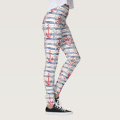 Blue Red Anchors Floral Stripes Beach  Leggings (Rechts)