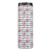 Blue Red Anchors Floral Stripes Beach  Thermosbeker (Achterkant)