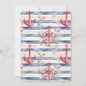 Blue Red Anchors Floral Stripes Bridal Shower Kaart (Achterkant)
