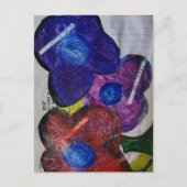 Blue Red and Purple Flowers Mixed Media Collage Briefkaart (Voorkant)