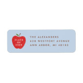 Blue Red Apple Preschool Graduation Address Label (Voorkant)