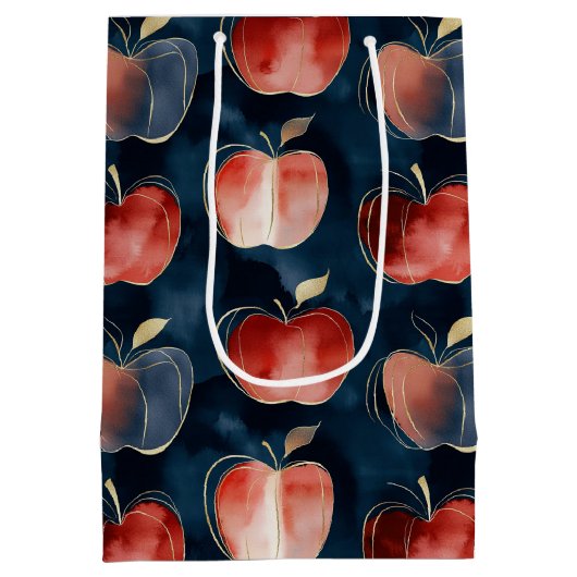 Blue Red Apples Best Teacher   Medium Cadeauzakje (Achterkant)