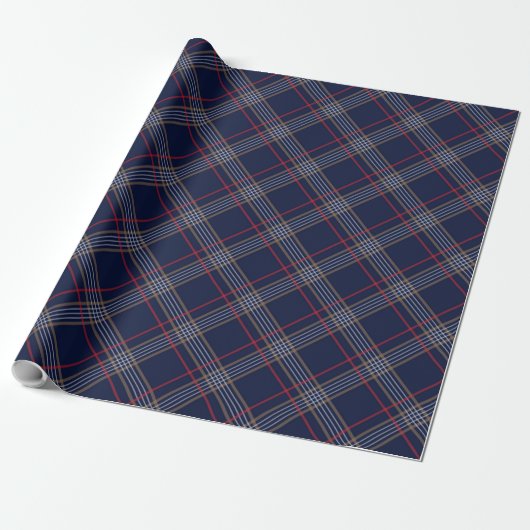 Blue Red Argyle Pattern Cadeaupapier (Uitgerold)