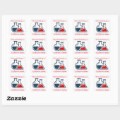 Blue Red Beakers Science Design Bookplate Sticker (Vel)