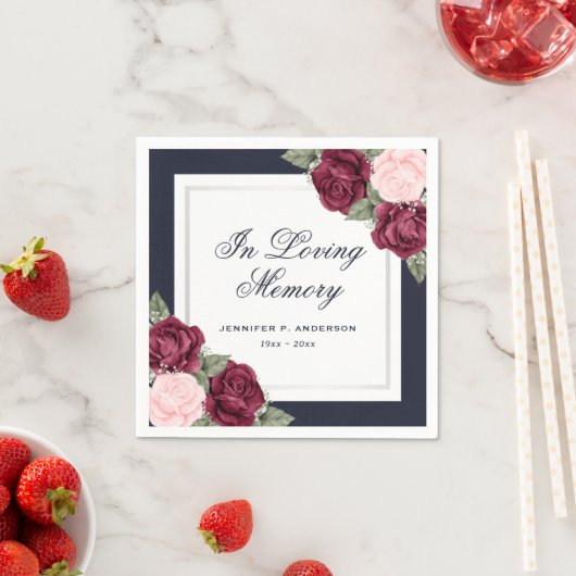 Blue Red Blush Pink Floral Funeral Memorial Servet (Insitu)