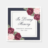 Blue Red Blush Pink Floral Funeral Memorial Servet (Voorkant)