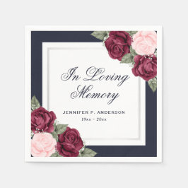 Blue Red Blush Pink Floral Funeral Memorial Servet