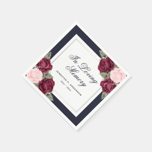 Blue Red Blush Pink Floral Funeral Memorial Servet (Hoek)