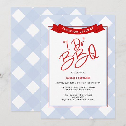 Blue Red Buffalo Pset I Do BBQ Vrijgezellenfeest Kaart (Voorkant / Achterkant)