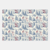 Blue & Red Christmas Santa Toile Inpakpapier Vel (Voorkant 3)