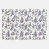 Blue & Red Christmas Santa Toile Inpakpapier Vel (Voorkant 2)