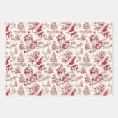 Blue & Red Christmas Santa Toile Inpakpapier Vel (Voorkant)