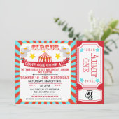 Blue Red Circus Ticket Circus Tent Birthday Kaart (Staand voorkant)