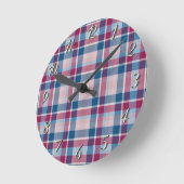 Blue Red Classic Plaid Ronde Klok (Hoek)