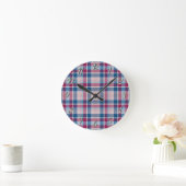 Blue Red Classic Plaid Ronde Klok (Huis)