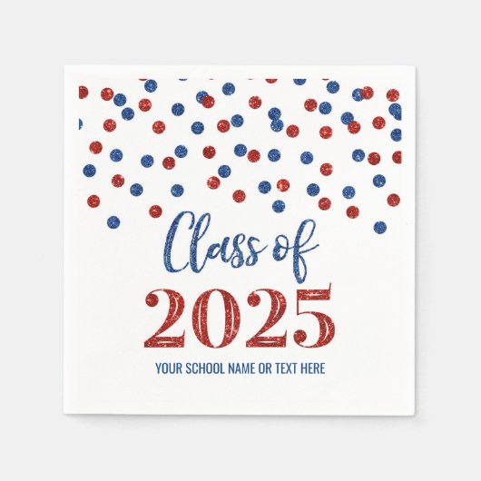 Blue Red Confetti Class 2025 Servet (Voorkant)