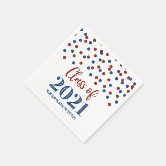 Blue Red Confetti Class van het Afstuderen 2021 Servet (Hoek)