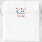 Blue Red Confetti Welcome Back Square Sticker (Tas)