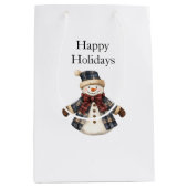 Blue Red Country Christmas Snowman Medium Cadeauzakje (Voorkant)