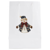 Blue Red Country Christmas Snowman Medium Cadeauzakje (Achterkant)