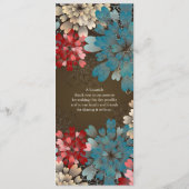 Blue Red & Cream Flowers Retro Wedding Program Programmakaart (Achterkant)