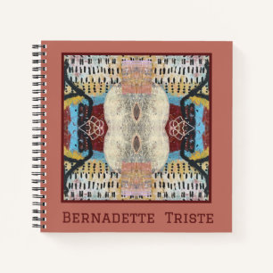 Blue Red Cream Geometric Seamless Patroon Notitieboek