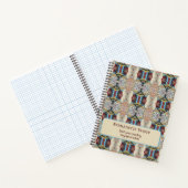 Blue Red Cream Geometric Seamless Patroon Notitieboek (Binnen)