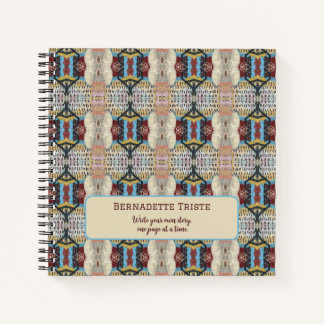 Blue Red Cream Geometric Seamless Patroon Notitieboek