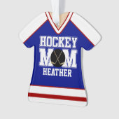 Blue/Red Custom Hockey Mam Jersey Ornament (voorkant)