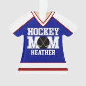 Blue/Red Custom Hockey Mam Jersey Ornament (voorkant)