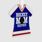 Blue/Red Custom Hockey Mam Jersey Ornament (voorkant)