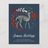 Blue Red Deer met noordse Folk Business Feestdagenkaart (Voorkant)