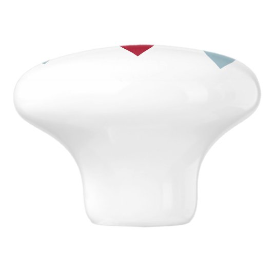 Blue Red Diamonds Cream Stars Mid Mod Keramische Knop (Zijkant)